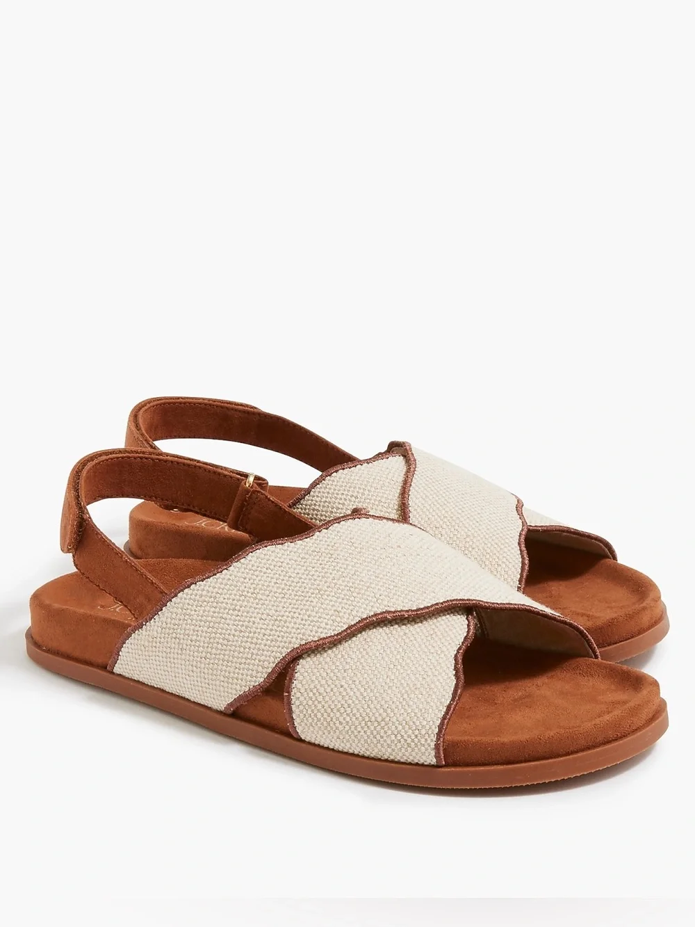 J.CREW Women's Flat Scalloped Cross-Front Slingback Sandals Size 7